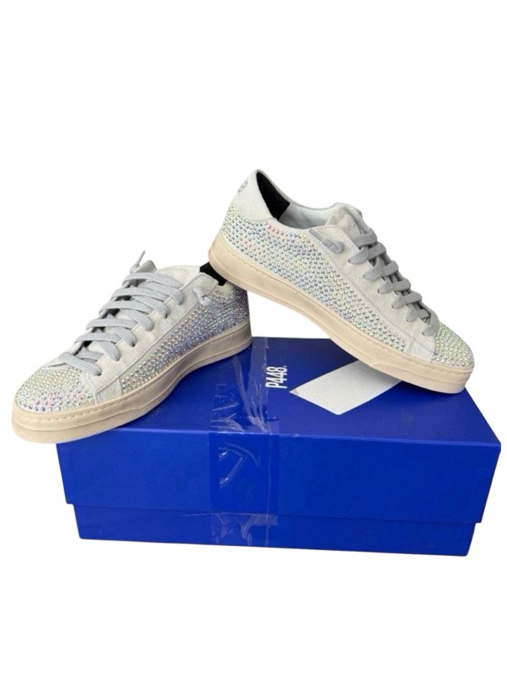 P448 Jack Strass Crystal Rhinestone Suede Sneaker 7.5
